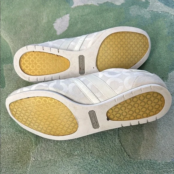 COACH Cream Kathleen Canvas + Suede Sneakers Size 8 - Picture 10 of 10